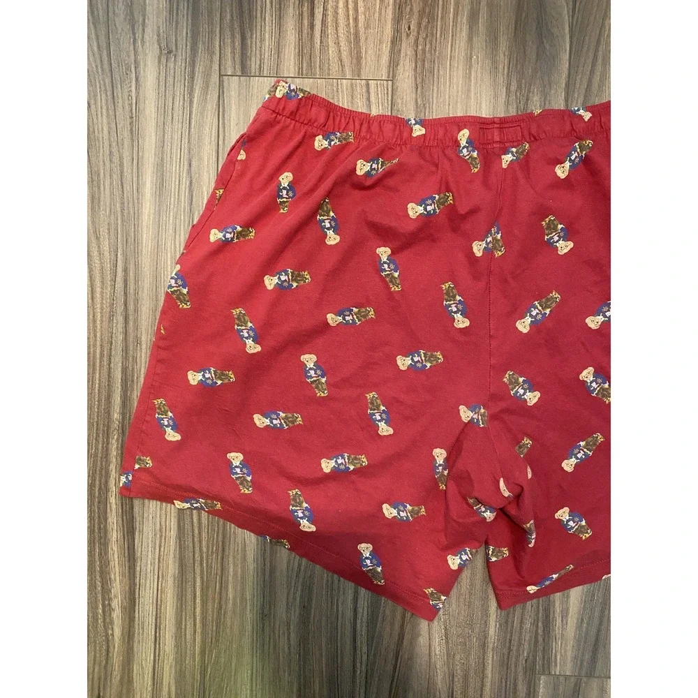 Polo Ralph Lauren Mens XL Polo Bear Sleepwear Sleep Shorts Red, Drawstring